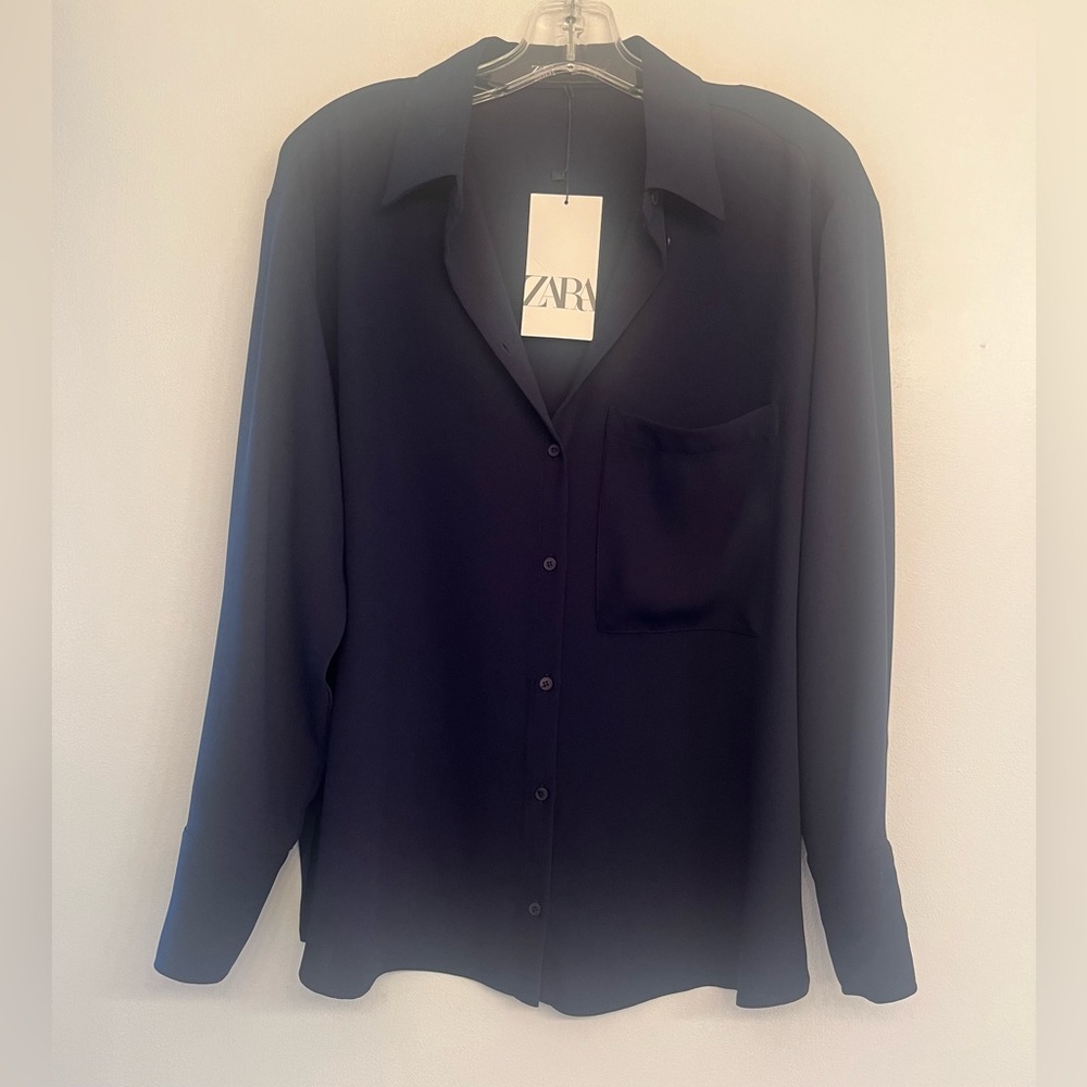 Zara oversized navy shirt size M